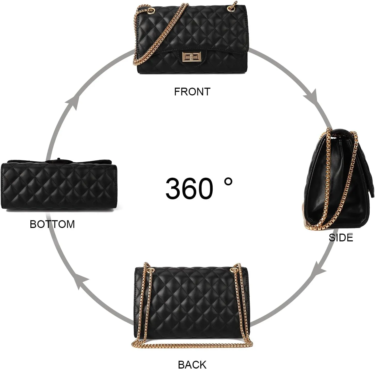 Gladdon Quilted Crossbody Purse for Women Trendy Ladies Shoulder Bag with Chain Designer Purses