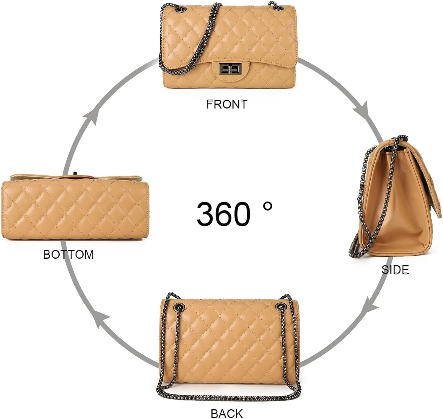 Gladdon Quilted Crossbody Purse for Women Trendy Ladies Shoulder Bag with Chain Designer Purses