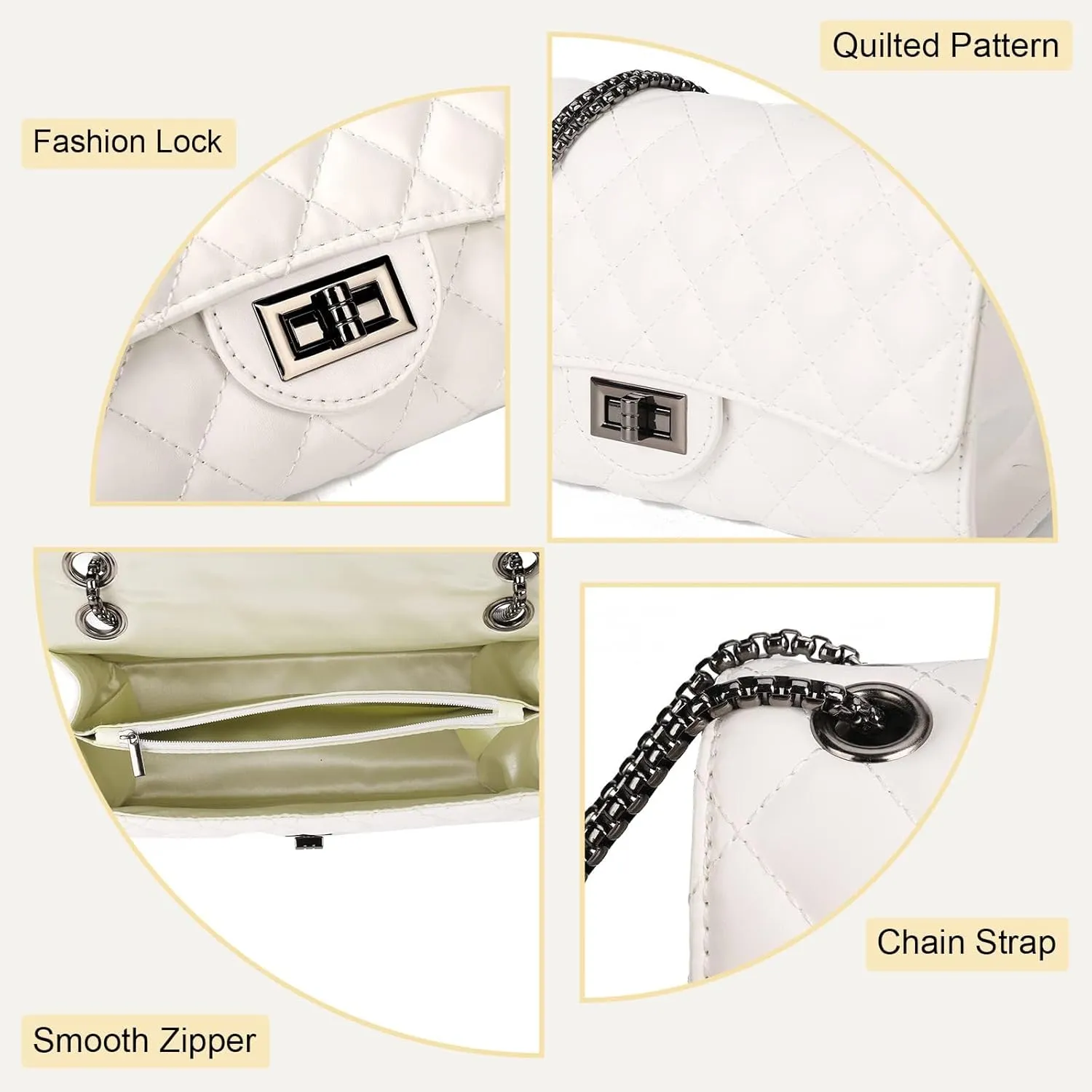 Gladdon Quilted Crossbody Purse for Women Trendy Ladies Shoulder Bag with Chain Designer Purses