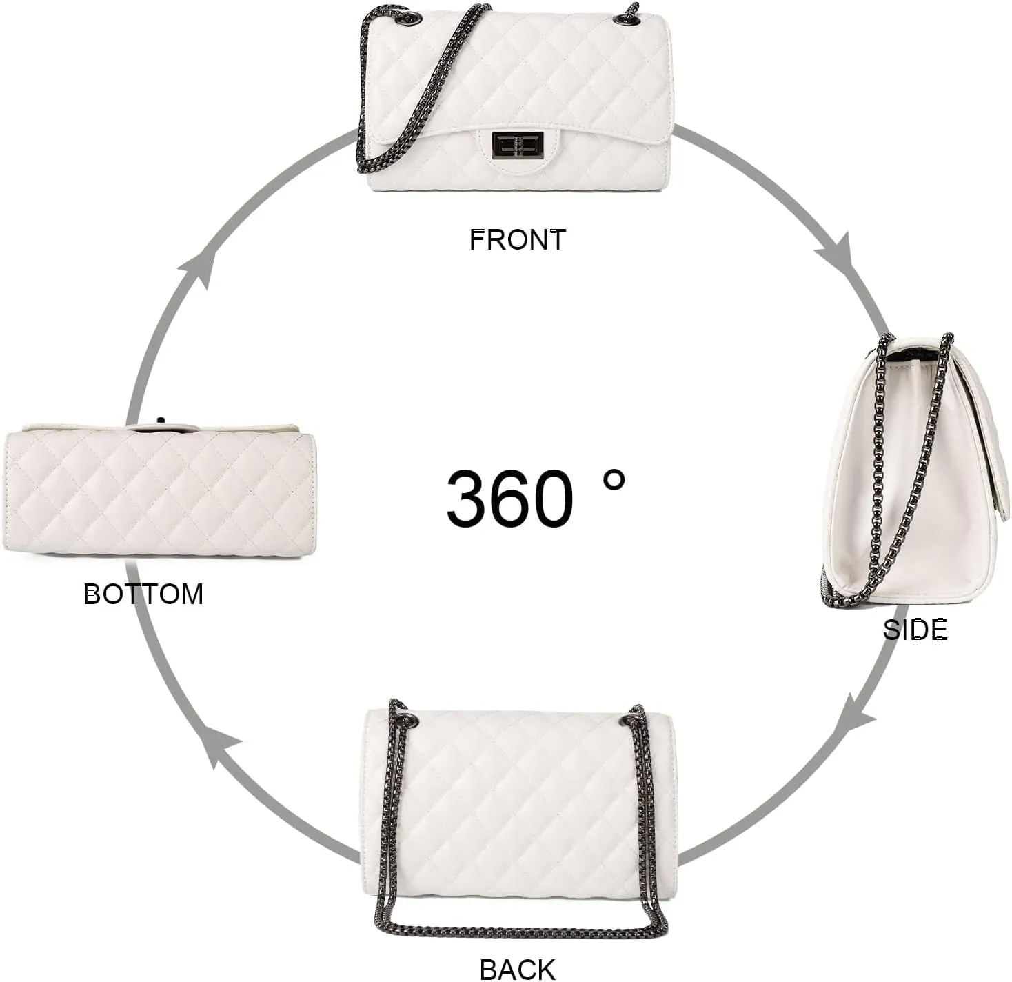 Gladdon Quilted Crossbody Purse for Women Trendy Ladies Shoulder Bag with Chain Designer Purses