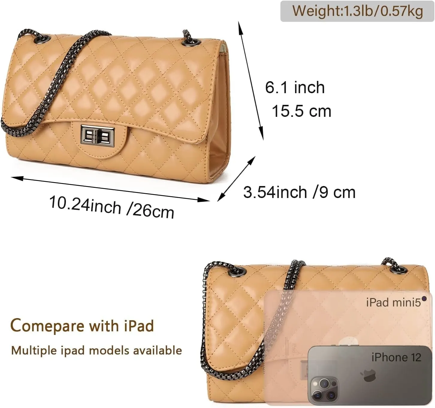 Gladdon Quilted Crossbody Purse for Women Trendy Ladies Shoulder Bag with Chain Designer Purses