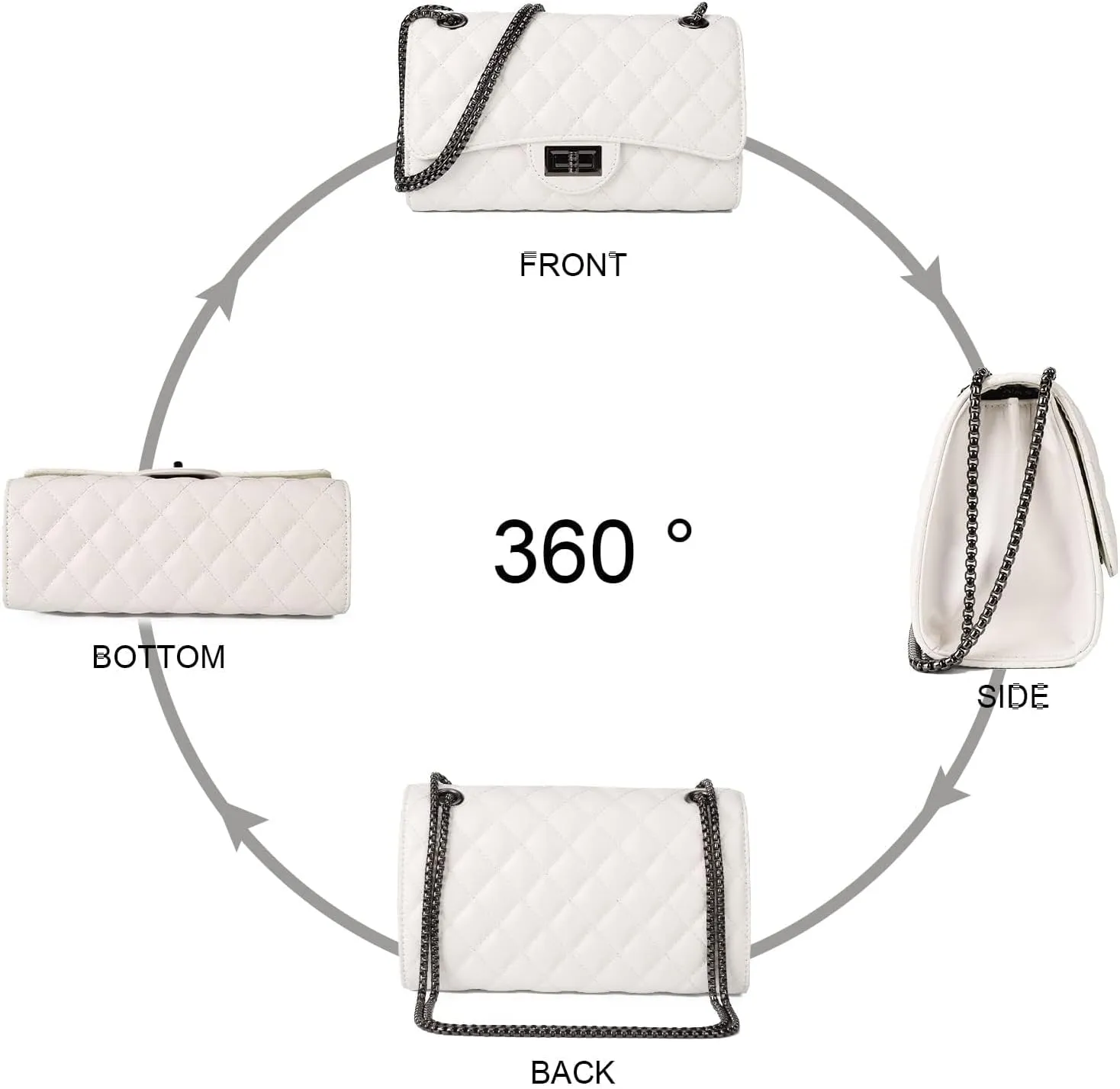 Gladdon Quilted Crossbody Purse for Women Trendy Ladies Shoulder Bag with Chain Designer Purses