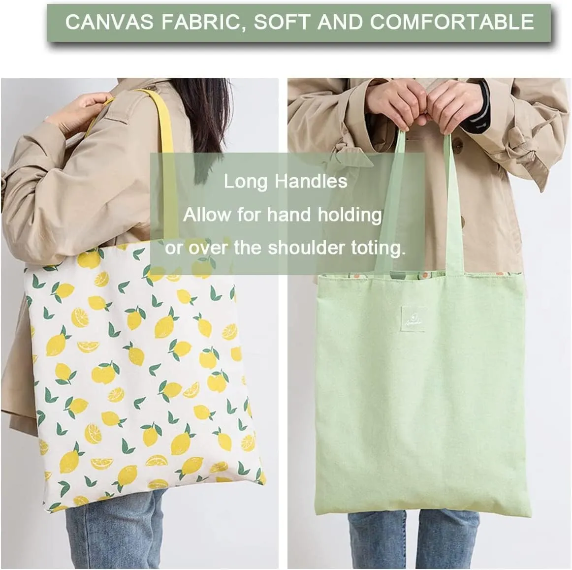 GOLD XIONG PADISHAH Double-Sided Canvas Tote Bag, Reusable Shopping Bag, Shoulder Bag With Fruit Pattern