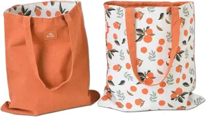 GOLD XIONG PADISHAH Double-Sided Canvas Tote Bag, Reusable Shopping Bag, Shoulder Bag With Fruit Pattern