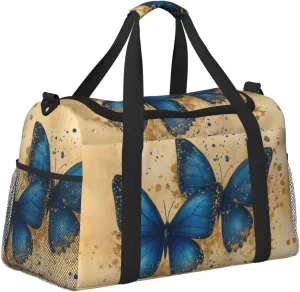 Golden Butterfly Duffle Bag Foldable Travel Tote Bag Carry On Large Weekender Overnight Bags Waterproof Gym Bag For Women Men