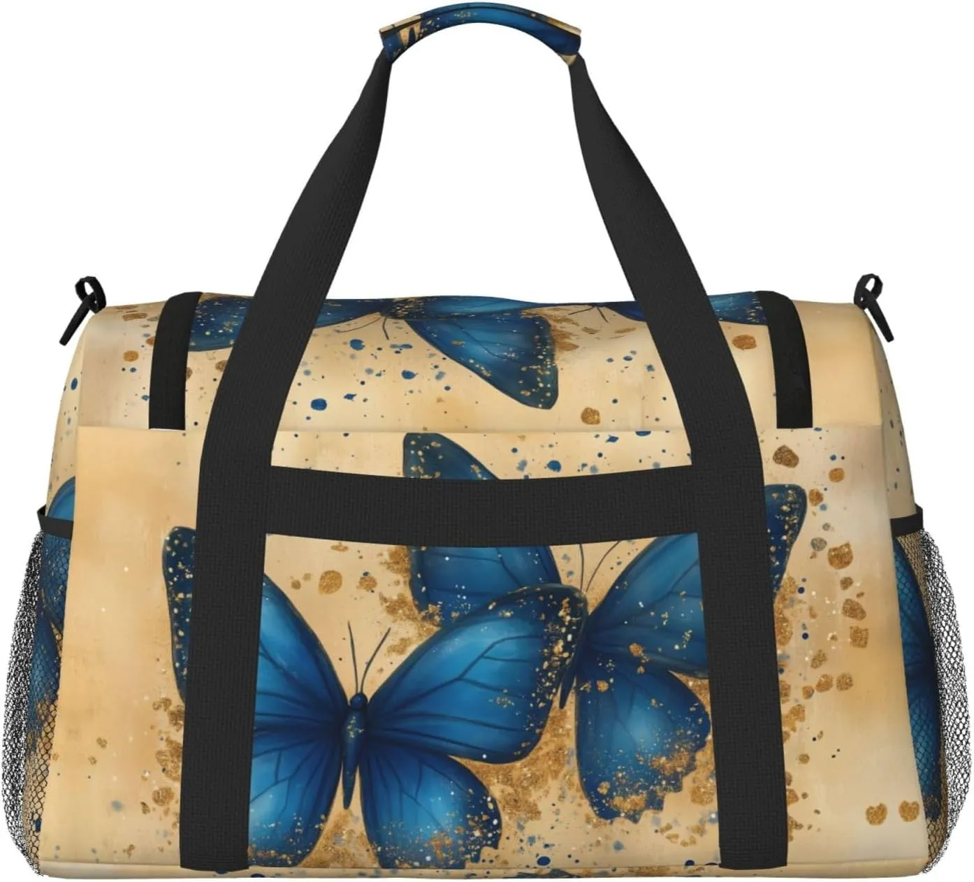 Golden Butterfly Duffle Bag Foldable Travel Tote Bag Carry On Large Weekender Overnight Bags Waterproof Gym Bag For Women Men