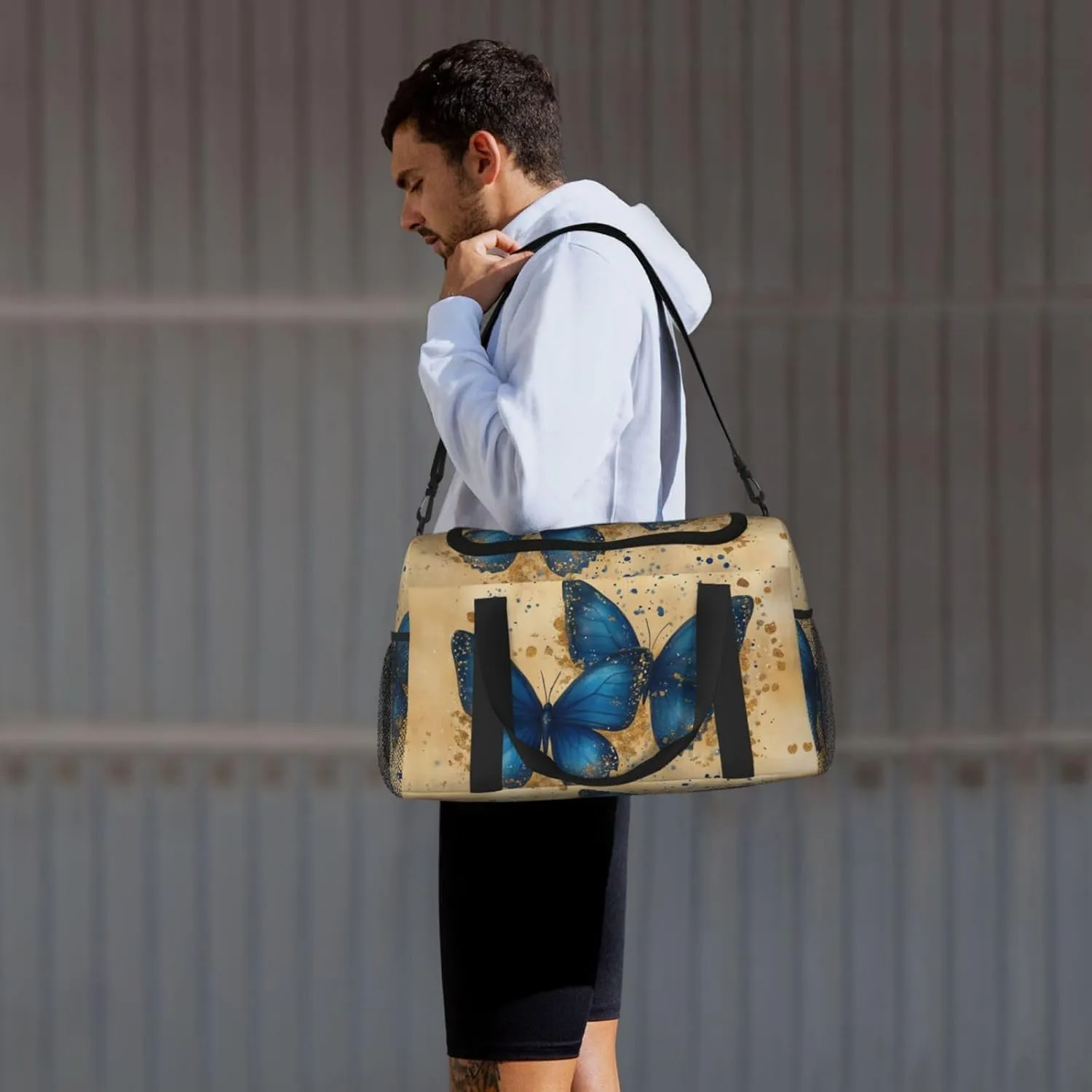 Golden Butterfly Duffle Bag Foldable Travel Tote Bag Carry On Large Weekender Overnight Bags Waterproof Gym Bag For Women Men