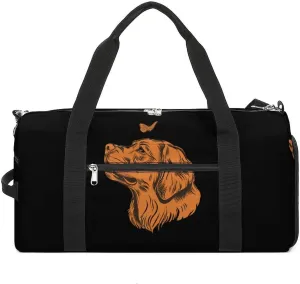 Golden Retriever Butterfly Funny Gym Bag Travel Tote Bag Duffel Bag with Shoe Compartment for Weekender Sports Vacation