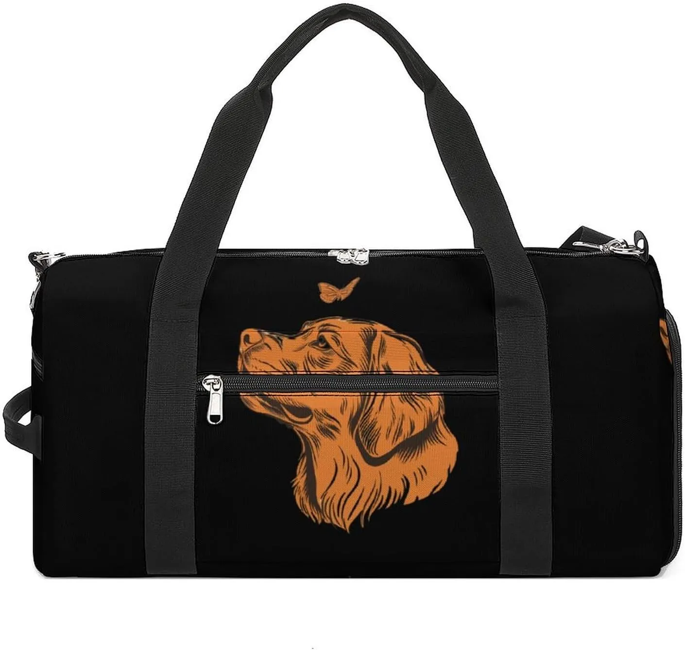Golden Retriever Butterfly Funny Gym Bag Travel Tote Bag Duffel Bag with Shoe Compartment for Weekender Sports Vacation