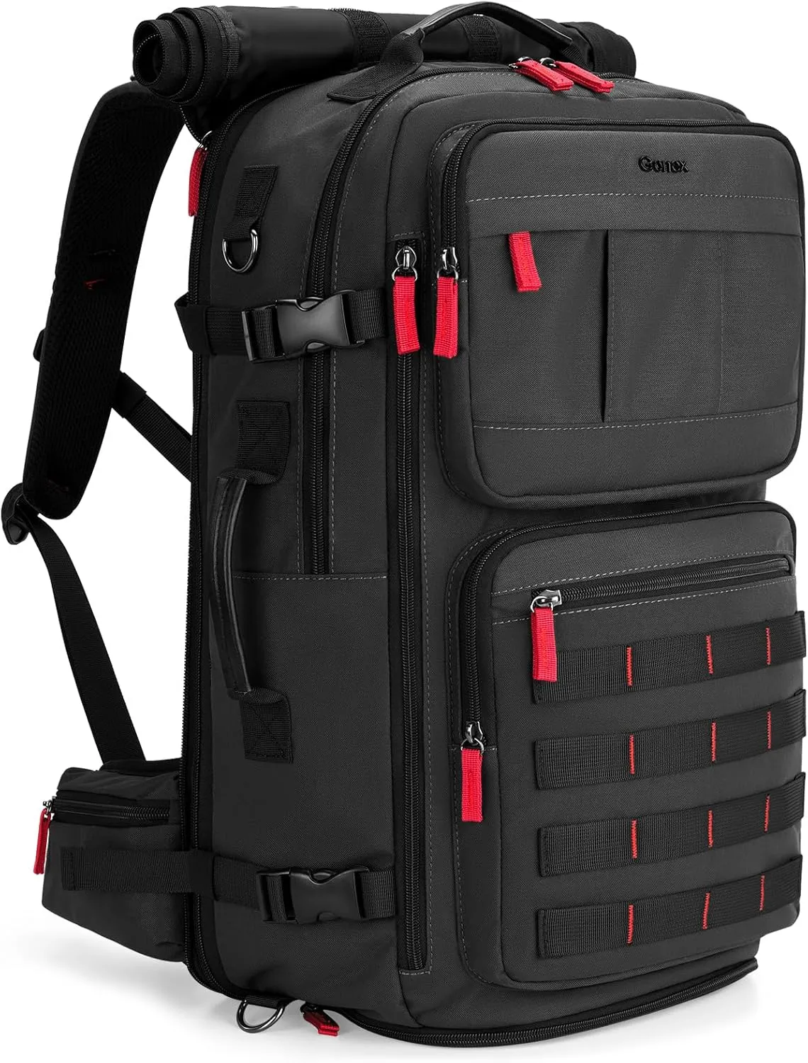 Gonex Travel Backpack, Large Carry-On Nylon Duffle Bag, 3-in-1 Convertible Laptop Bag for Men & Women, Durable for Work & Weekend Travel (Black)