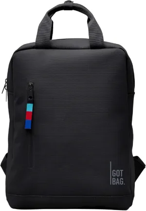 GOT BAG - Daypack Backpack, Hiking & Travel with a 13” Laptop Sleeve & Luggage Sleeve, Eco-Conscious Bag Made of Recycled Ocean Impact Plastic™ (Black Color)