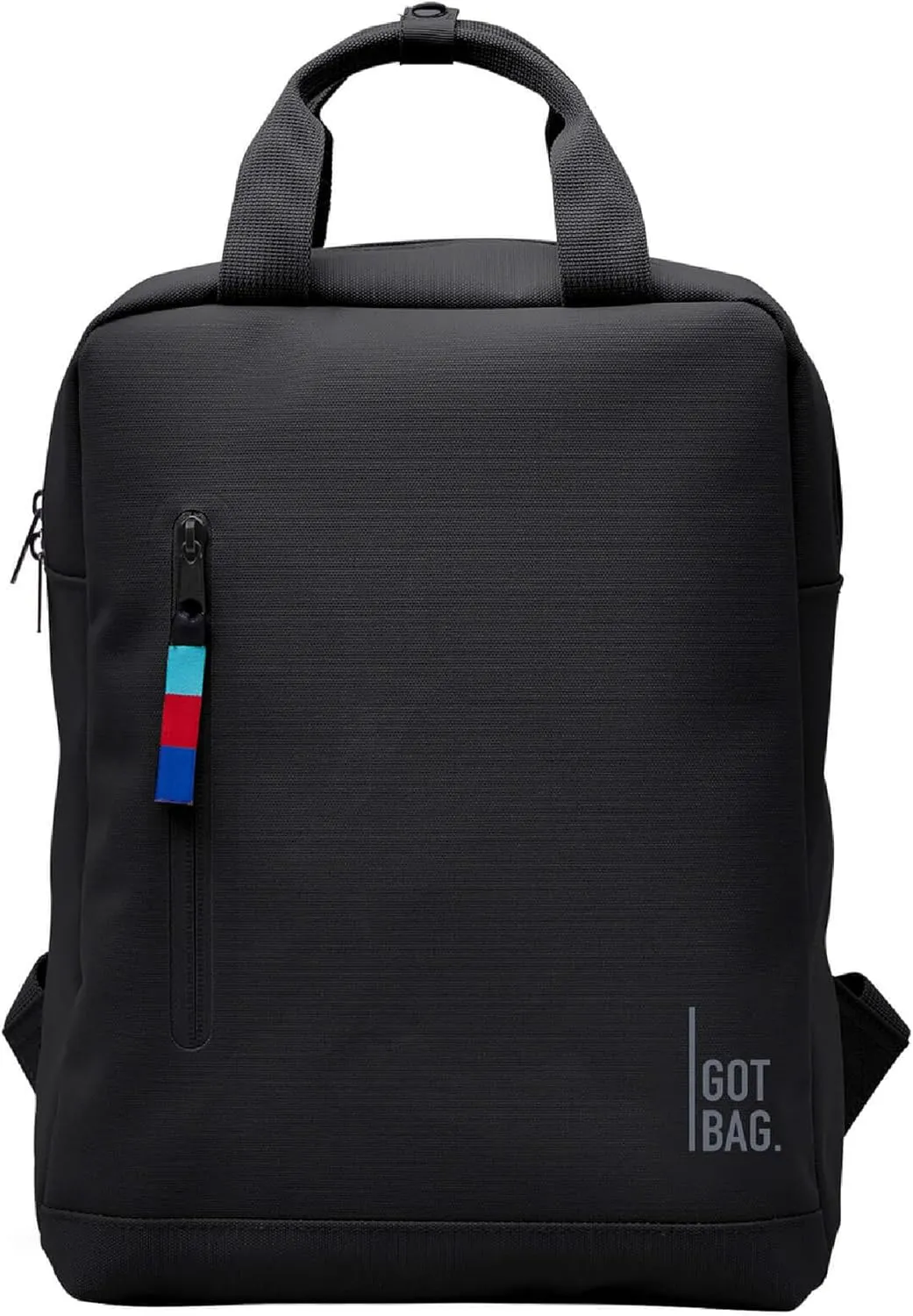GOT BAG - Daypack Backpack, Hiking & Travel with a 13” Laptop Sleeve & Luggage Sleeve, Eco-Conscious Bag Made of Recycled Ocean Impact Plastic™ (Black Color)