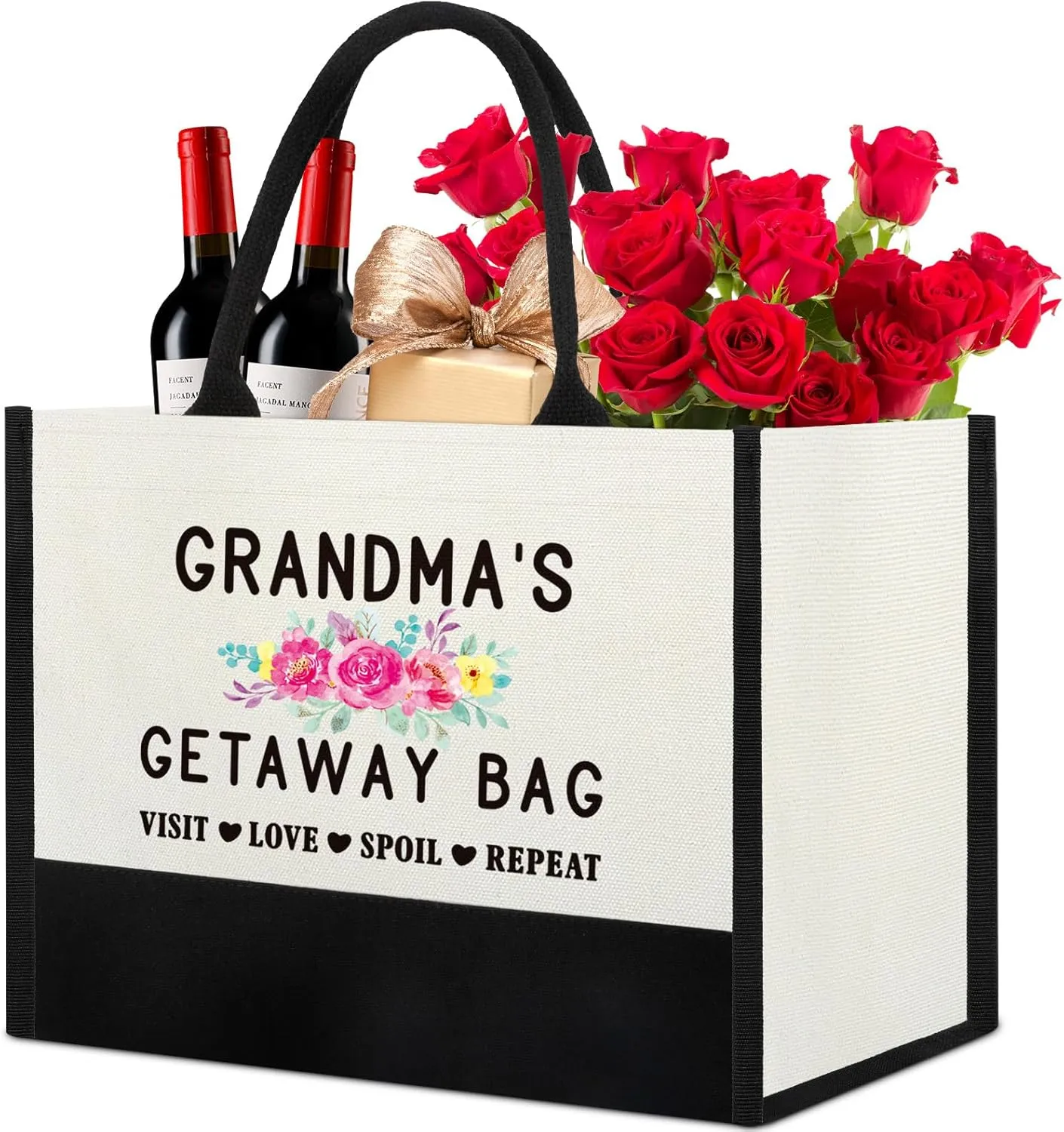 Grandma Gifts for Mothers Day, Grandma Birthday Gifts from Grandkids, Unique Grandma Mother's Day Gift for Grandmother, New Grandma Gifts First Time 2025, Best Grandma's Getaway Bag Tote Bag Gift