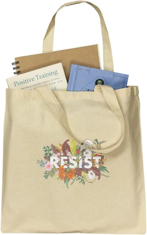 GRAPHICS & MORE Feminist Resist Flowers Grocery Travel Reusable Tote Bag