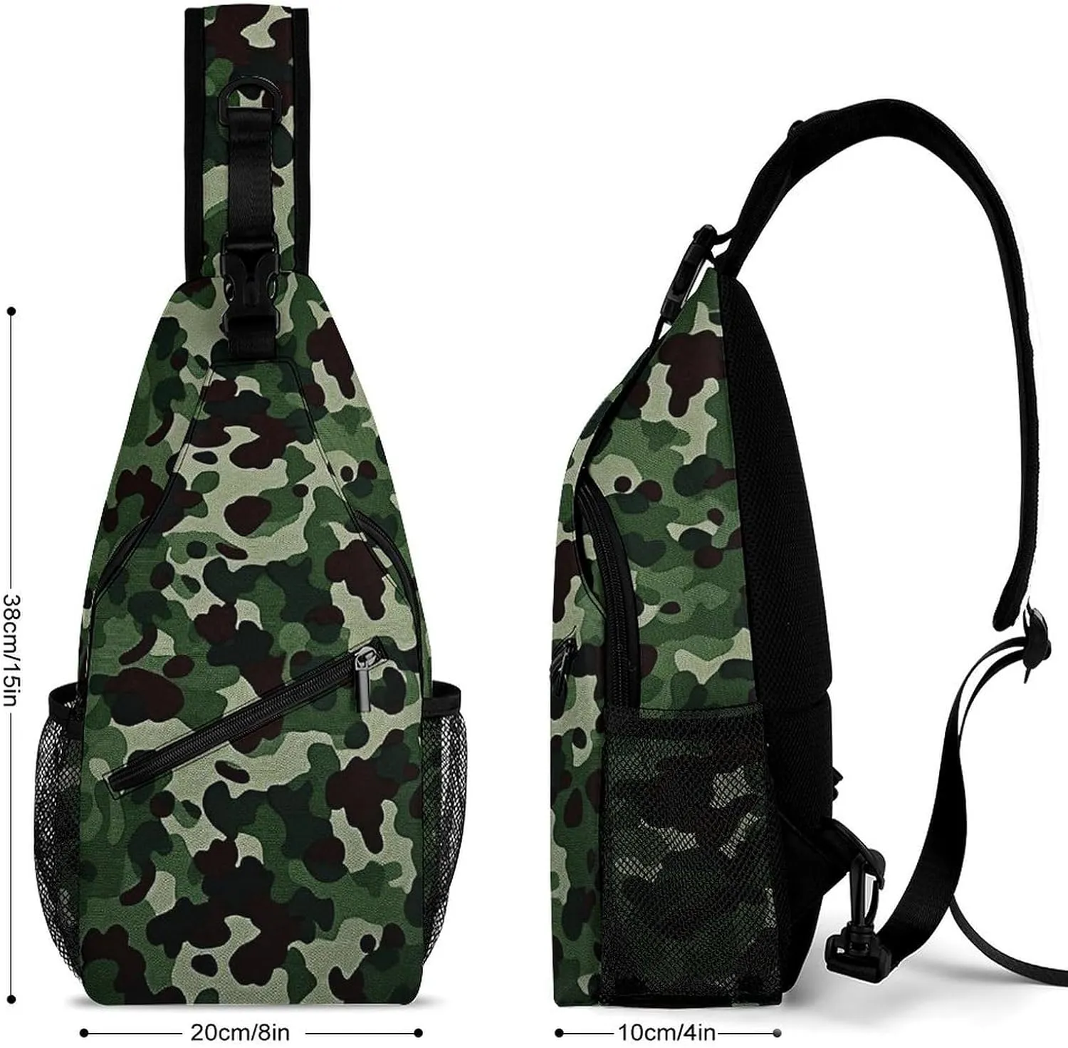 Green Camouflage Sling Backpack Crossbody Sling Bag Chest Bag Daypack Fanny Pack Cross Body Bag for Outdoors