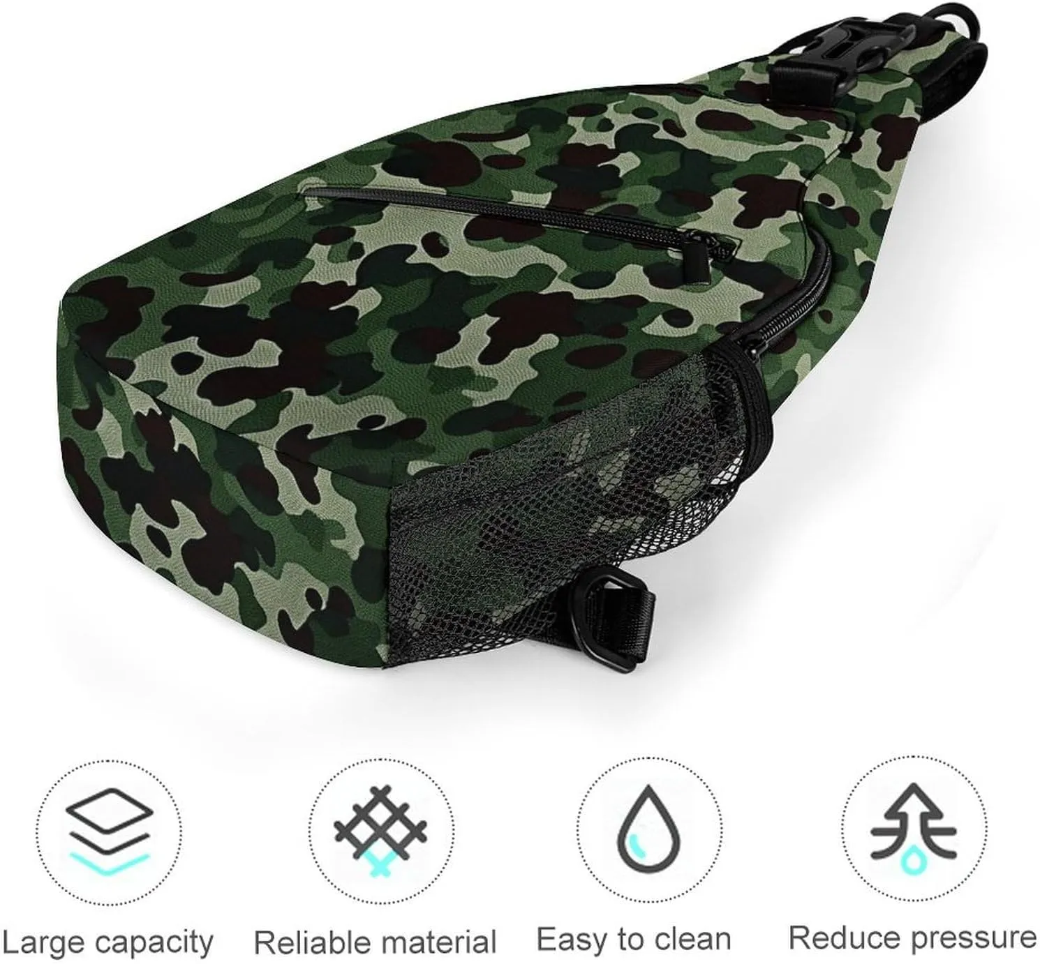 Green Camouflage Sling Backpack Crossbody Sling Bag Chest Bag Daypack Fanny Pack Cross Body Bag for Outdoors