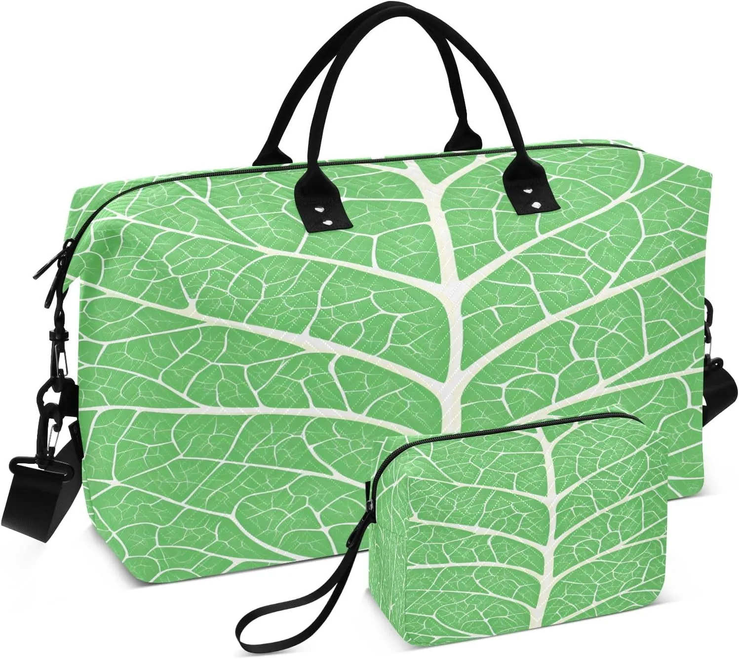 Green Leaf Veins Travel Duffle Bag Gym Yoga Carry on Bags for Men Women Weekender Bag