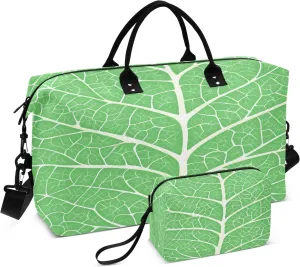 Green Leaf Veins Travel Duffle Bag Gym Yoga Carry on Bags for Men Women Weekender Bag
