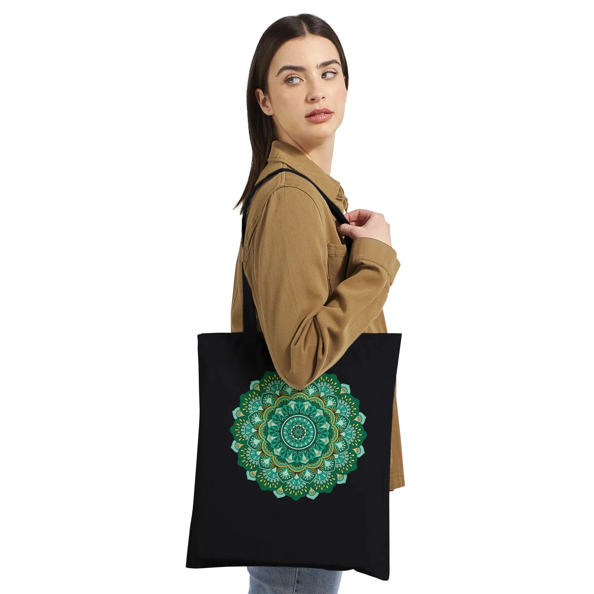 Green Mirage Mandala Tote Bag