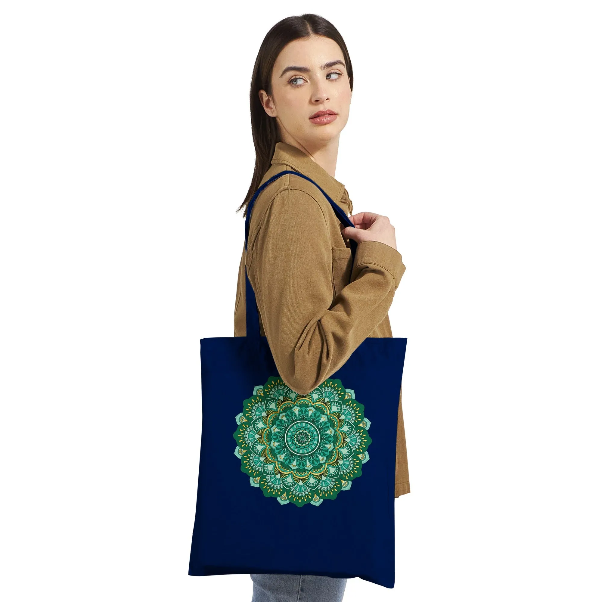 Green Mirage Mandala Tote Bag
