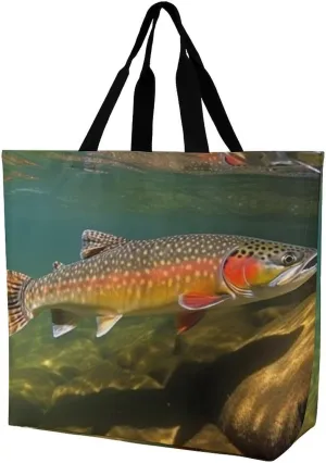 Grocery Bag Reusable Tote Bag Foldable Cute Little Fox Shopping Bag Handbag Washable Shoulder Bag for Travel