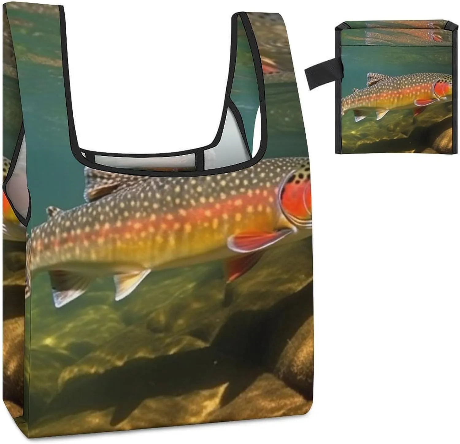 Grocery Bag Reusable Tote Bag Foldable Cute Little Fox Shopping Bag Handbag Washable Shoulder Bag for Travel