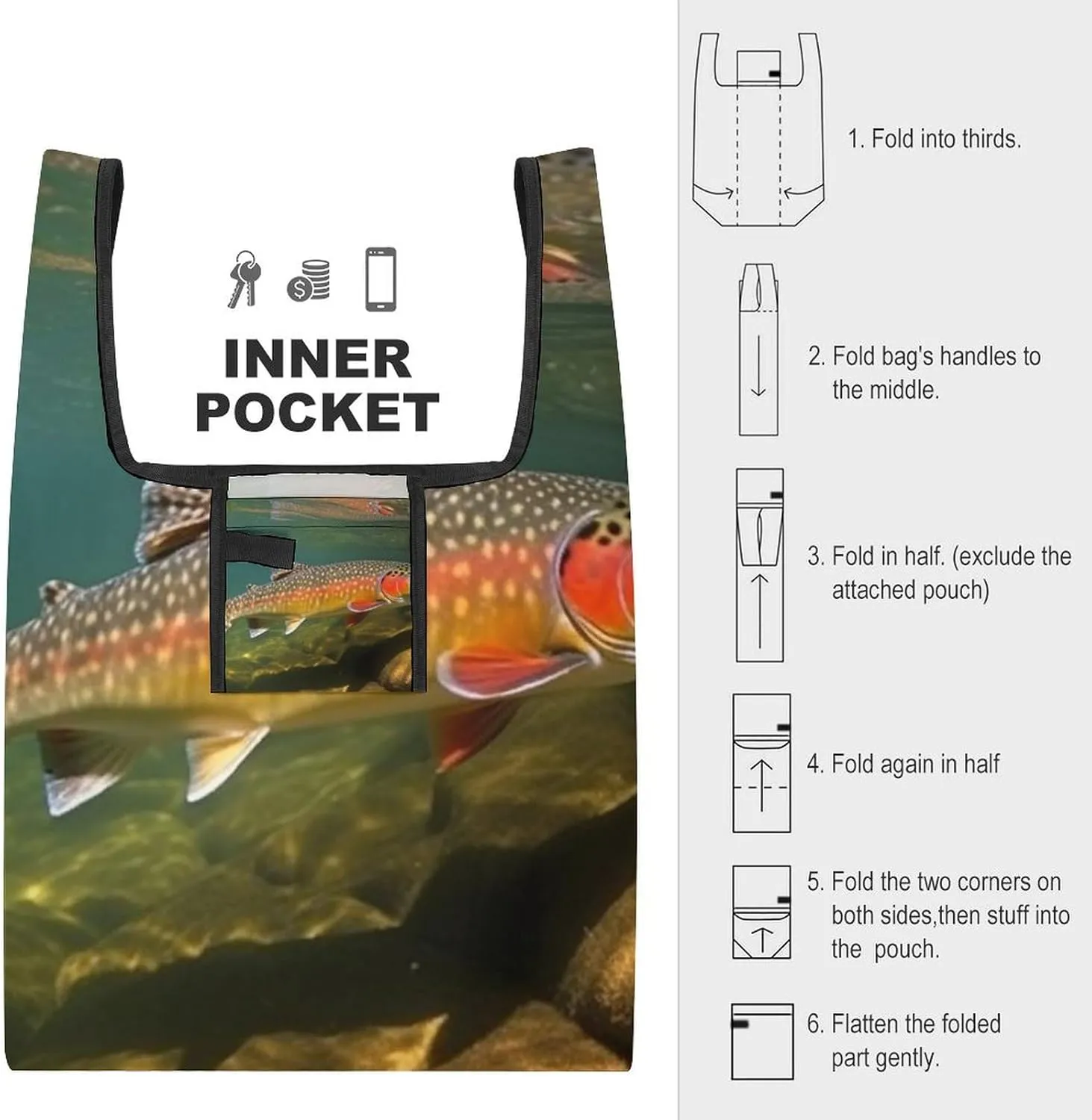 Grocery Bag Reusable Tote Bag Foldable Cute Little Fox Shopping Bag Handbag Washable Shoulder Bag for Travel