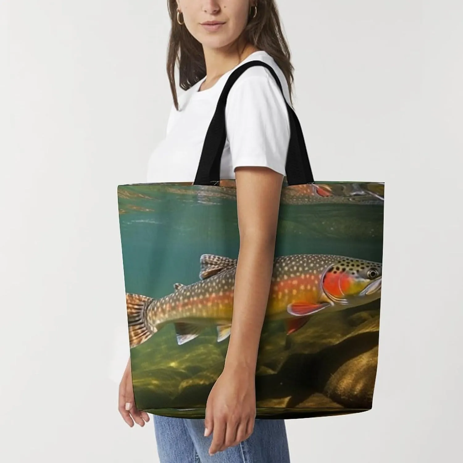 Grocery Bag Reusable Tote Bag Foldable Cute Little Fox Shopping Bag Handbag Washable Shoulder Bag for Travel