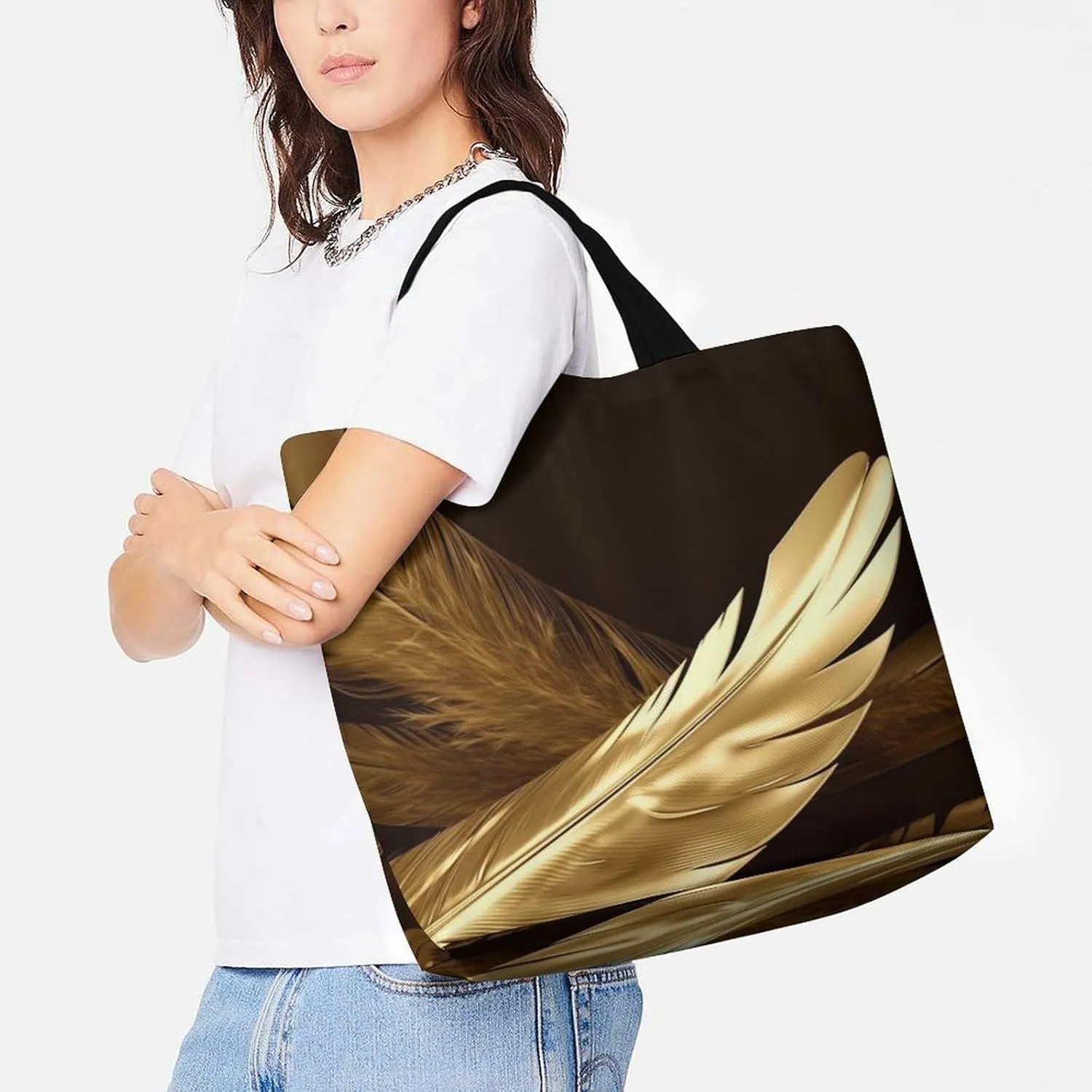 Grocery Bag Reusable Tote Bag Foldable Handmade Red Love Heart Shopping Bag Handbag Washable Shoulder Bag for Travel