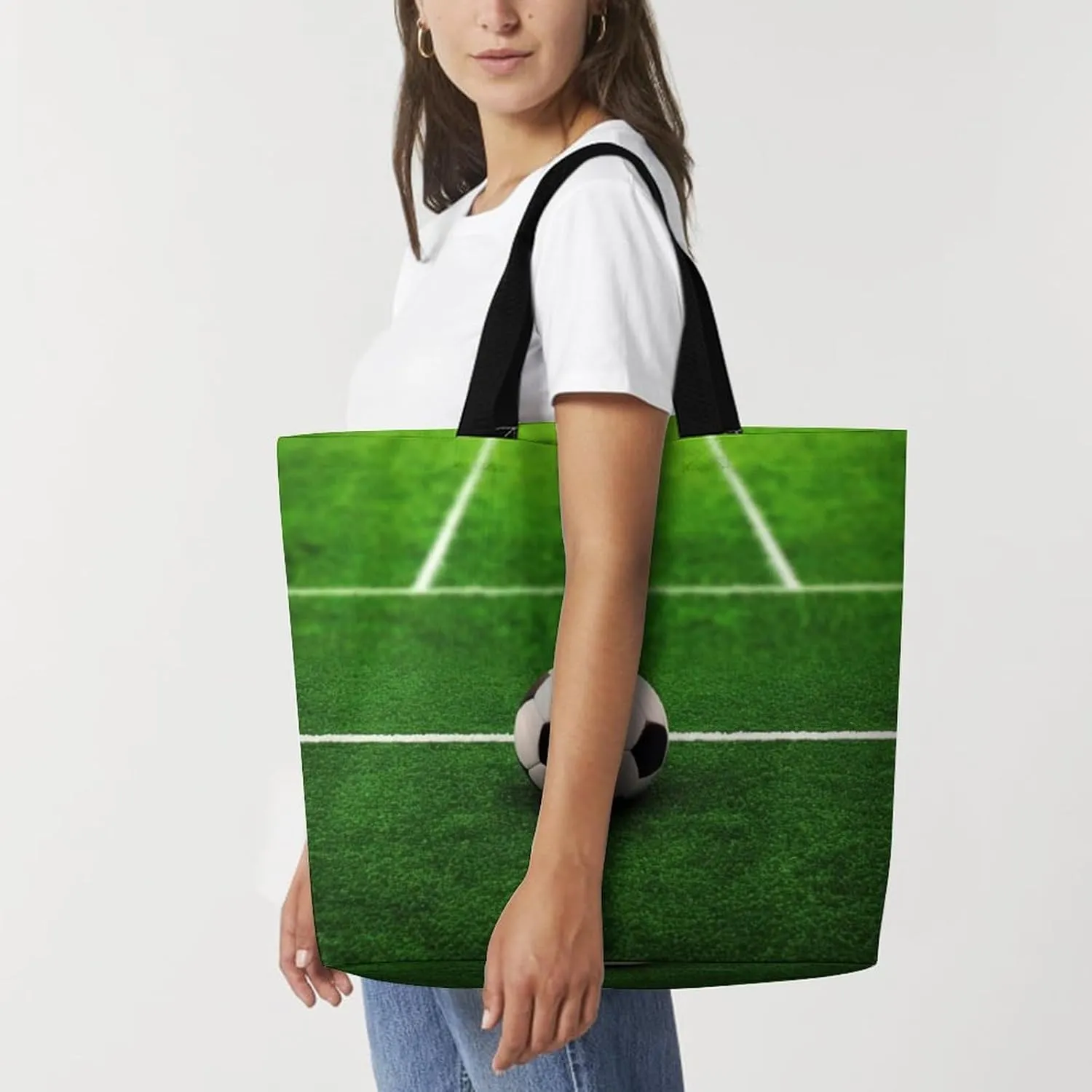 Grocery Bag Reusable Tote Bag Foldable Handmade Red Love Heart Shopping Bag Handbag Washable Shoulder Bag for Travel