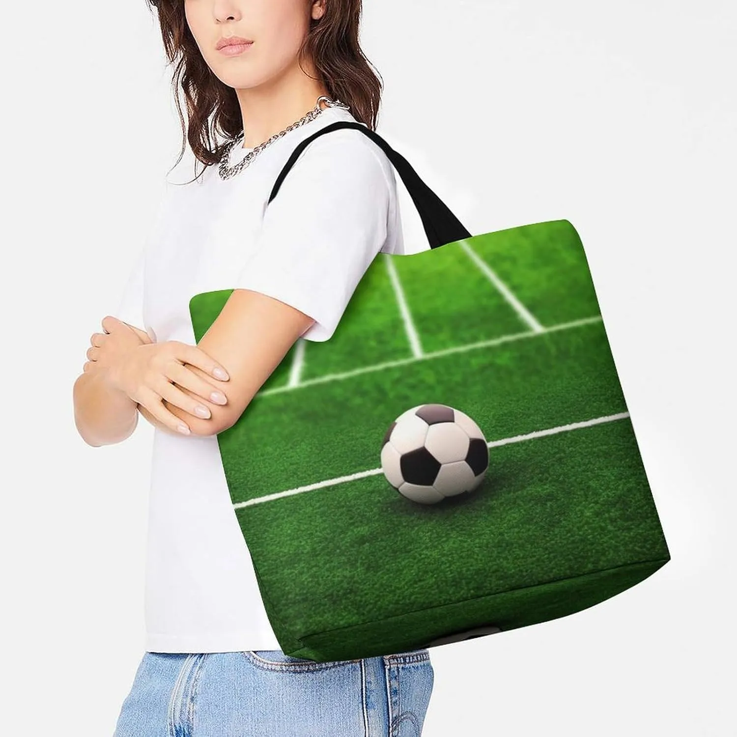 Grocery Bag Reusable Tote Bag Foldable Handmade Red Love Heart Shopping Bag Handbag Washable Shoulder Bag for Travel