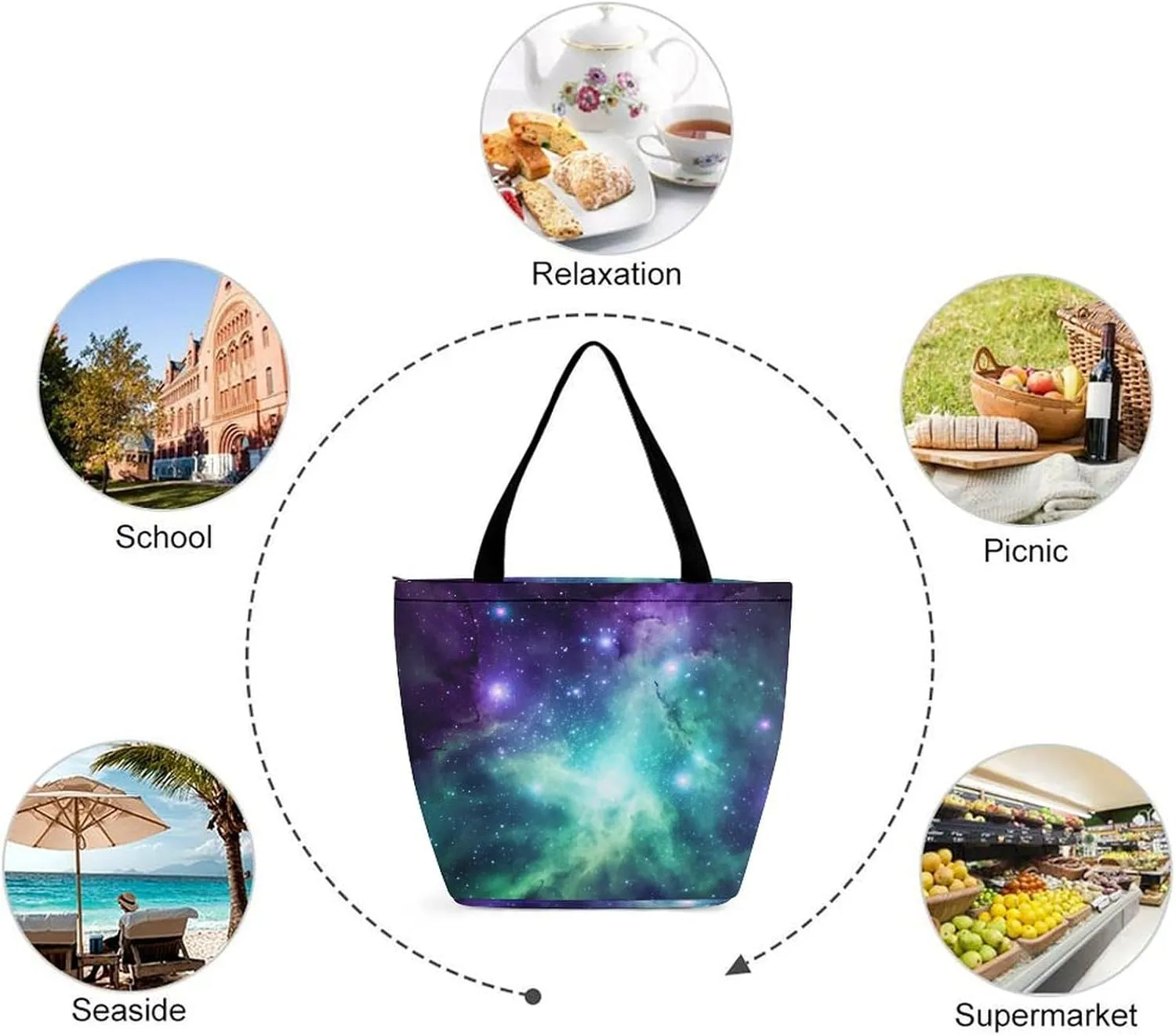 Grocery Bag Reusable Tote Bag Foldable Heron Shopping Bag Handbag Washable Shoulder Bag for Travel