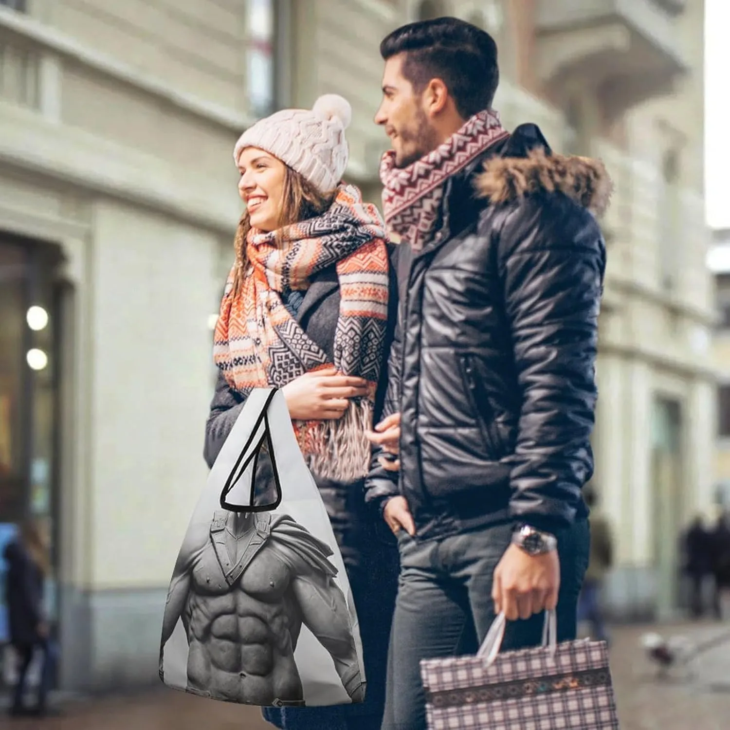 Grocery Bag Reusable Tote Bag Foldable Wild Elk Shopping Bag Handbag Washable Shoulder Bag for Travel