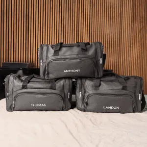 Groomsmen Gift Set of 5 Personalized Black Duffle Bags