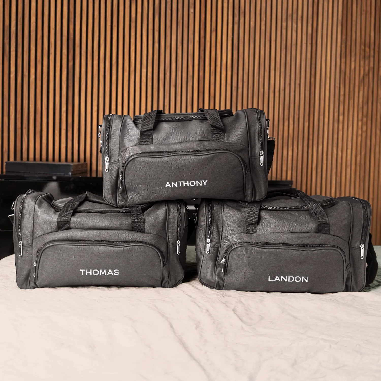 Groomsmen Gift Set of 5 Personalized Black Duffle Bags
