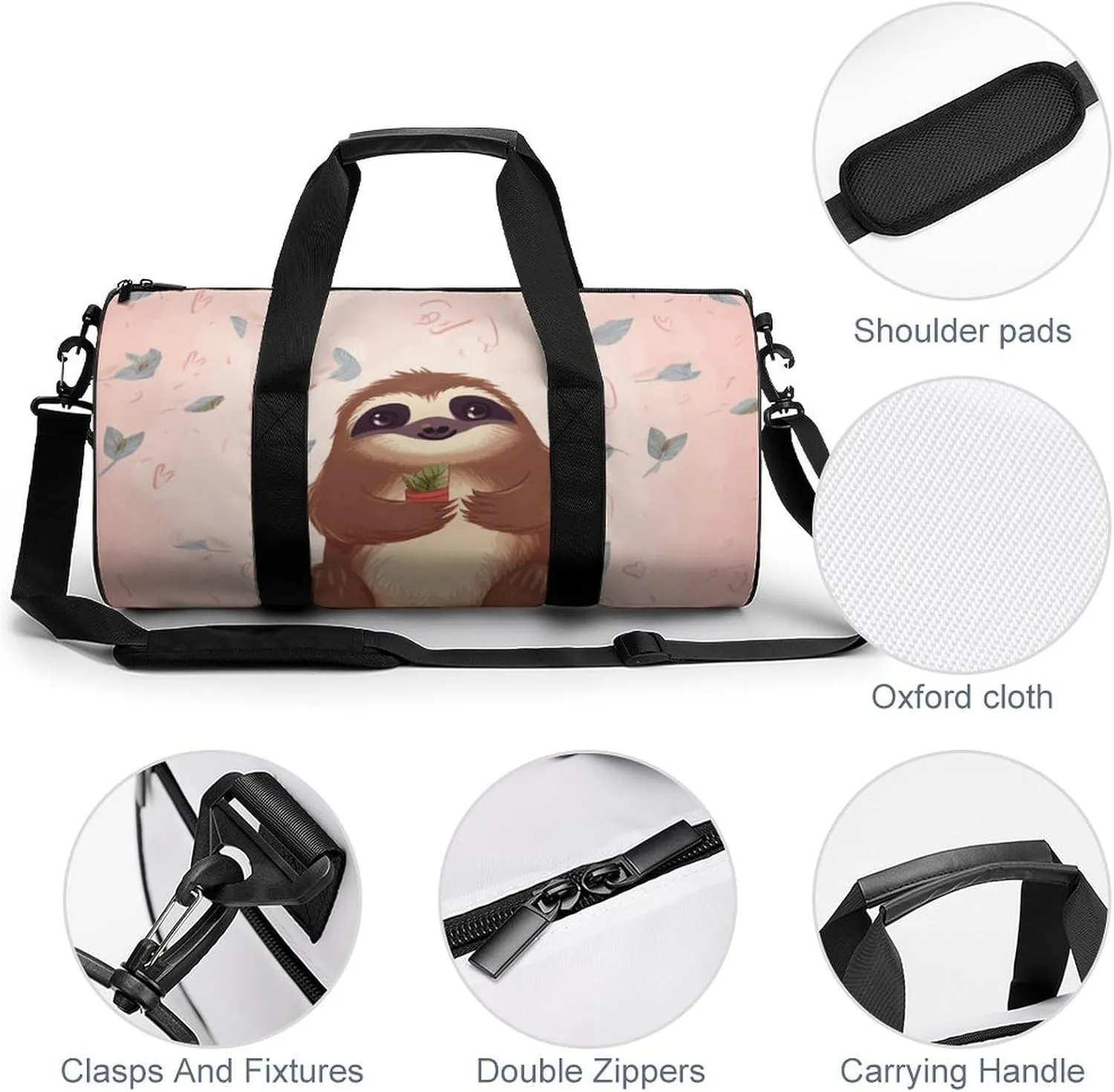 Gym Bag for Men Women Cute Sloth Duffel Bag Overnight Bag with Compartment Gym Sackpac
