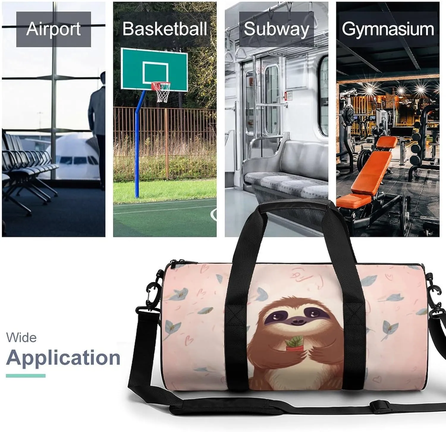 Gym Bag for Men Women Cute Sloth Duffel Bag Overnight Bag with Compartment Gym Sackpac