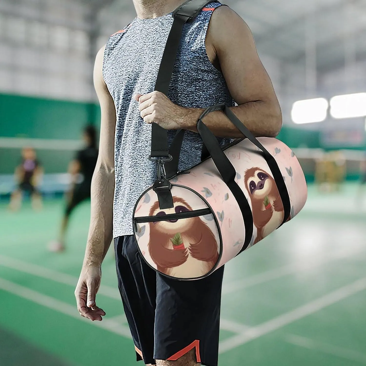 Gym Bag for Men Women Cute Sloth Duffel Bag Overnight Bag with Compartment Gym Sackpac