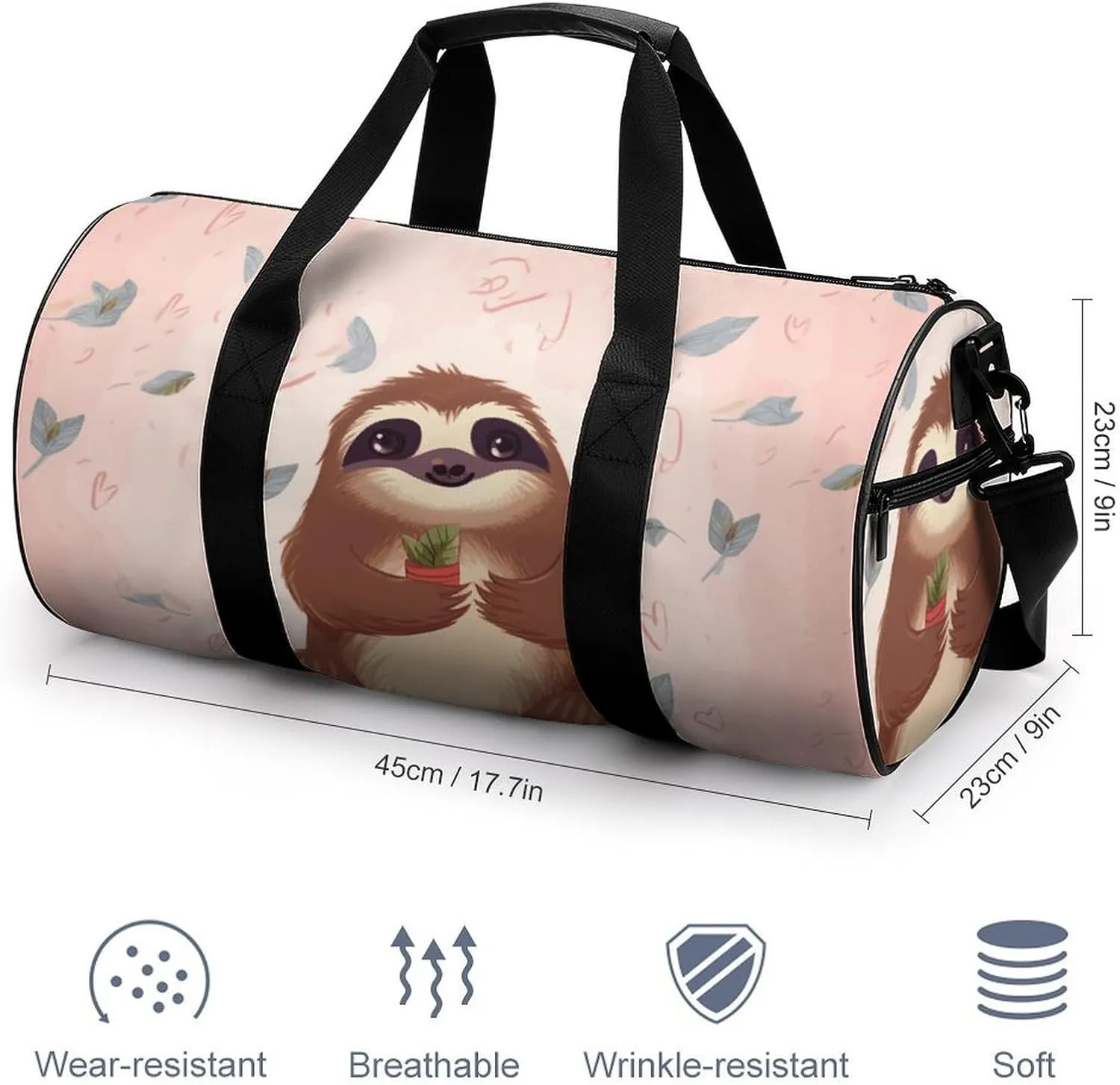 Gym Bag for Men Women Cute Sloth Duffel Bag Overnight Bag with Compartment Gym Sackpac