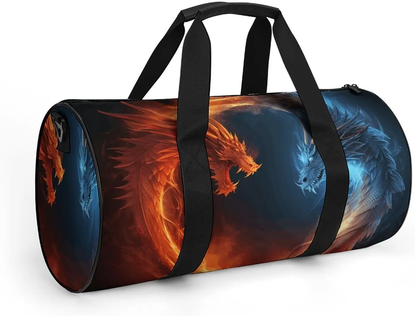 Gym Bag for Men Women Fire And Ice Dragons Duffel Bag Overnight Bag with Compartment Gym Sackpac