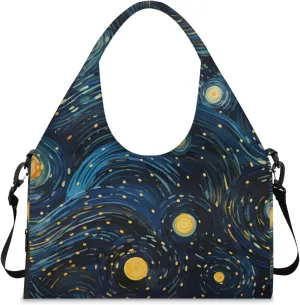 Gym Bag for Women Abstract Starry Sky Duffel Bag with Shoe Compartment and Yoga Mat Holder Portable Weekender Bags Travel Tote Bags