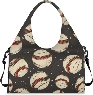 Gym Bag for Women Baseballs Prints Duffel Bag with Shoe Compartment and Yoga Mat Holder Portable Weekender Bags Travel Tote Bags