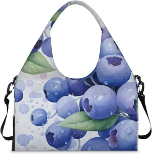 Gym Bag for Women Blueberry Duffel Bag with Shoe Compartment and Yoga Mat Holder Portable Weekender Bags Travel Tote Bags