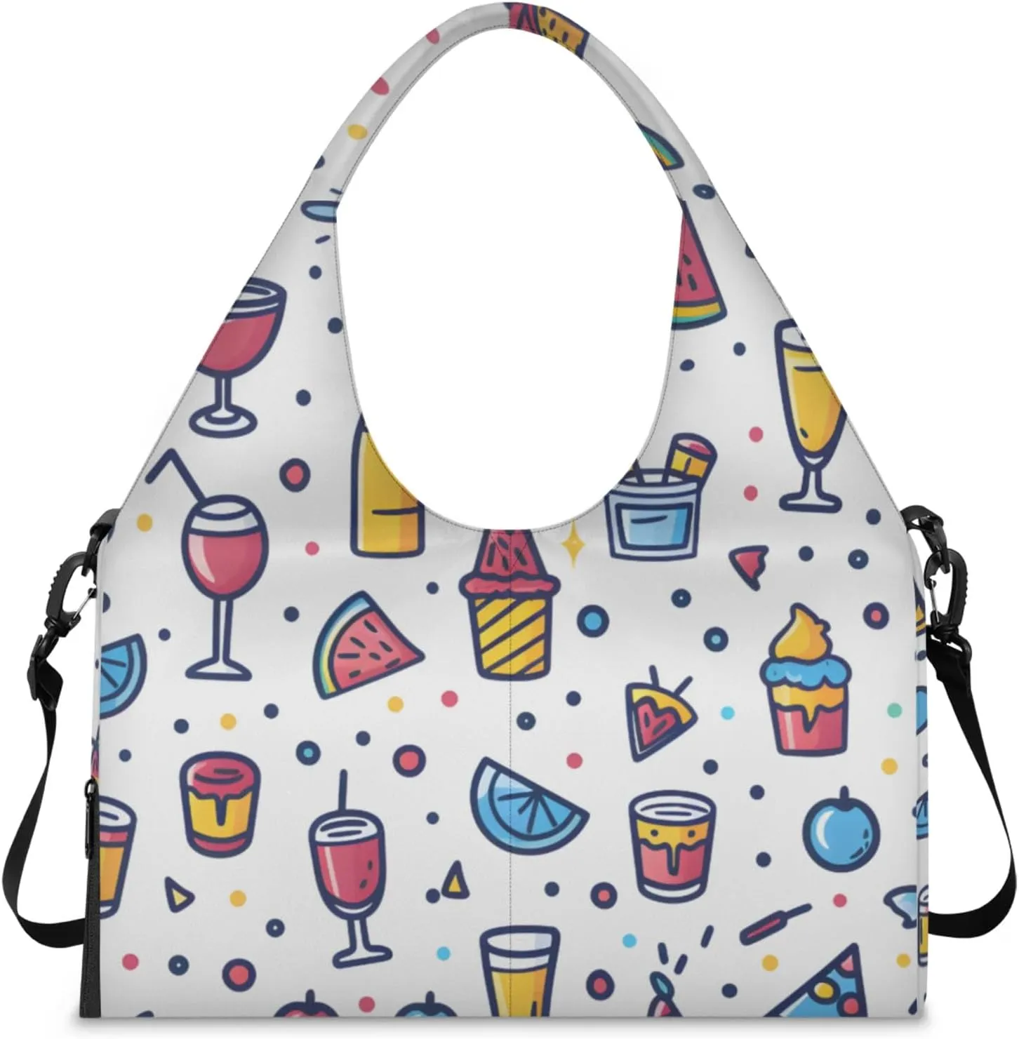 Gym Bag for Women Cartoon Beverage Duffel Bag with Shoe Compartment and Yoga Mat Holder Portable Weekender Bags Travel Tote Bags