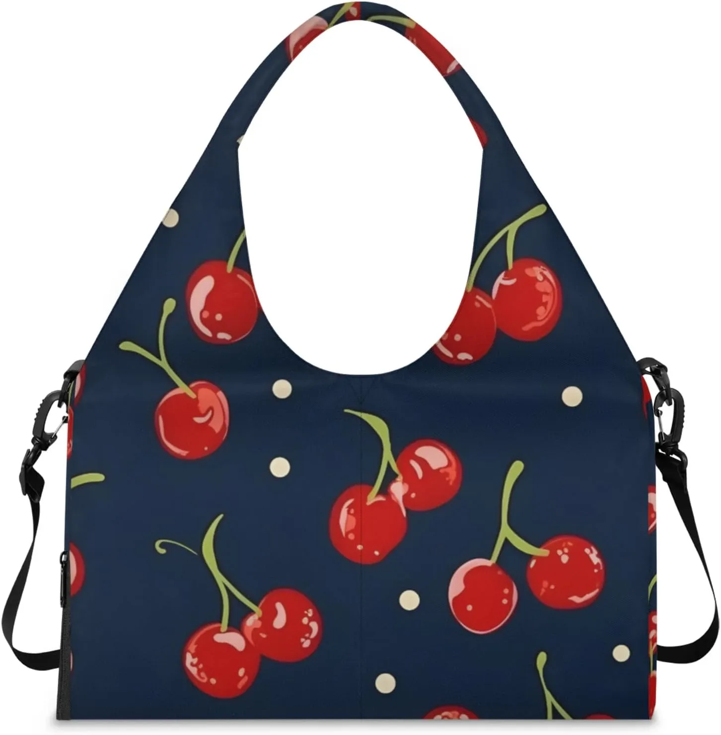 Gym Bag for Women Cherry Fruit Theme Duffel Bag with Shoe Compartment and Yoga Mat Holder Portable Weekender Bags Travel Tote Bags