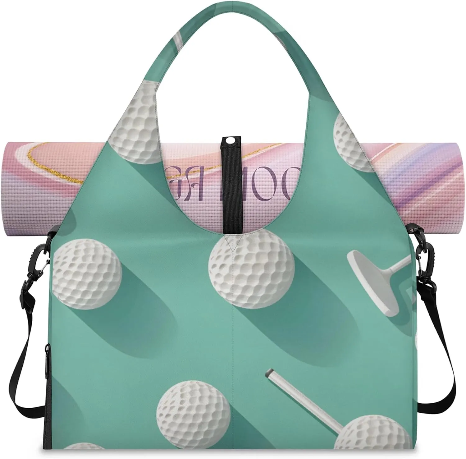 Gym Bag for Women Funny Golf Sport Duffel Bag with Shoe Compartment and Yoga Mat Holder Portable Weekender Bags Travel Tote Bags