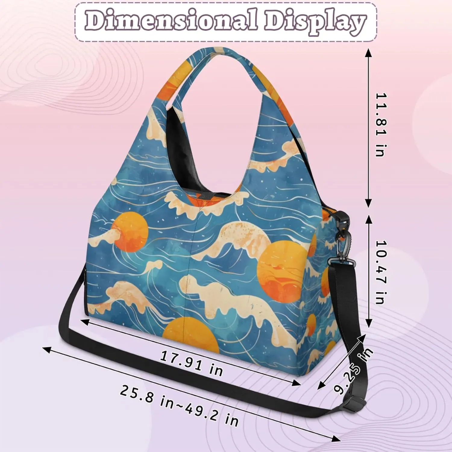 Gym Bag for Women Seawater Sun Duffel Bag with Shoe Compartment and Yoga Mat Holder Portable Weekender Bags Travel Tote Bags