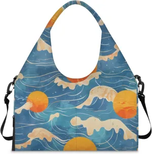 Gym Bag for Women Seawater Sun Duffel Bag with Shoe Compartment and Yoga Mat Holder Portable Weekender Bags Travel Tote Bags