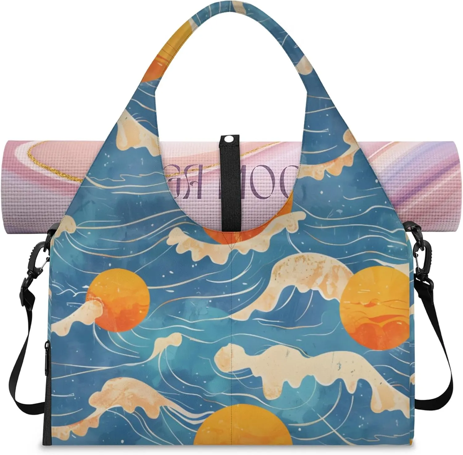 Gym Bag for Women Seawater Sun Duffel Bag with Shoe Compartment and Yoga Mat Holder Portable Weekender Bags Travel Tote Bags
