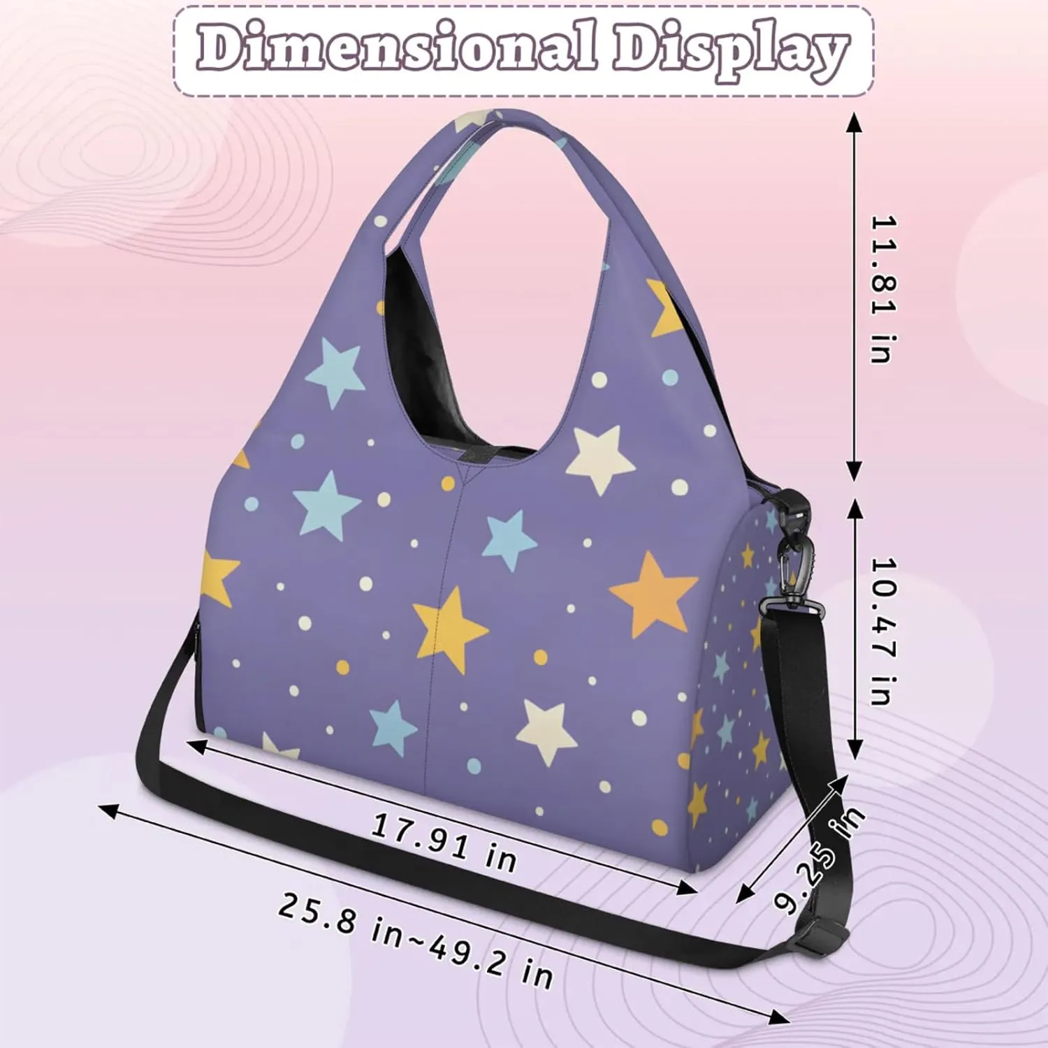Gym Bag for Women Star Themed Duffel Bag with Shoe Compartment and Yoga Mat Holder Portable Weekender Bags Travel Tote Bags
